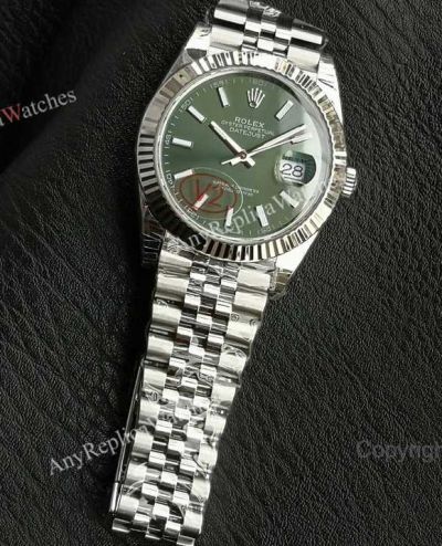 VS Factory Rolex Datejust 41mm 3235 Movement Green Face SS Jubilee Band Watch